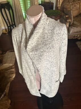 Max Studio Ivory Tweed Open-Front Blazer